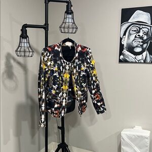 1.STATE Women’s Multicolor Textured Tweed Zip Jacket – Size M